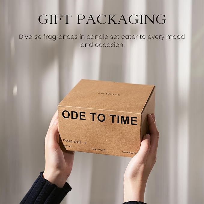 M&SENSE 4 Pack Candle Gift Set, Scented Candle Sets for Men and Women, Soy Wax Candles Home Scented, Long Lasting Amber Jar Candles for Mother's Day, Christmas, Holiday