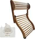 Adjustable-Height Sauna Backrest with Neck Pillow – Natural Bamboo Build & Anti-Slip Rubber Pads, Single-Pack Sauna Accessory with Sauna Hat and Sauna Seat Pad