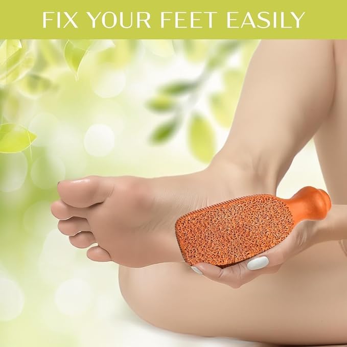 QUBA LINEN Pumice Stone for Feet - 2-Sided Terra Cotta Foot Scrubber, Professional Exfoliating Clay Stone for Feet Hands Body Care - Pumice Stone for Feet Callus Remover, Brown (Pack of 2)