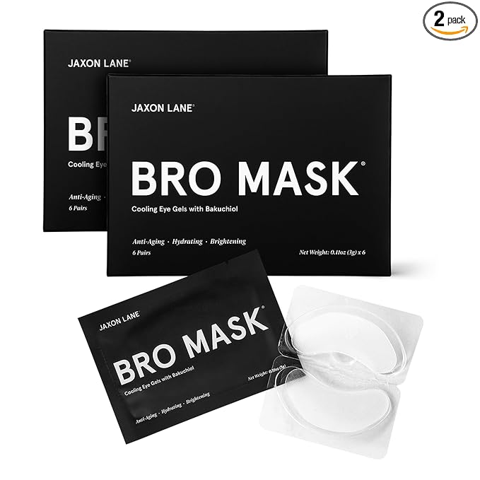 JAXON LANE BRO MASK Under Eye Patches for Men with Hydrogel (2 x 6 pairs) - Anti-Aging Korean Eye Masks for Dark Circles and Puffiness- Puffy Under Eye Treatment - Perfect Skin Care for Men