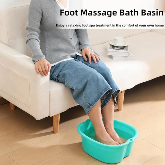 Ytterbium Foot Soaking Bath Basin, Large Massage Foot Soaking Tub, Plastic Home Spa Pedicure Bucket, Relaxation & Stress Relief, Suitable for Women & Men (Light Green)