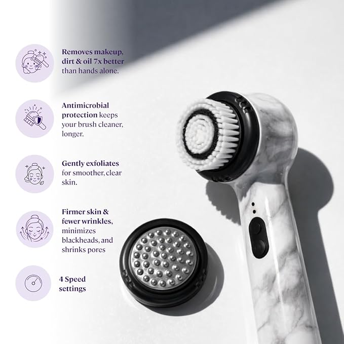 Michael Todd Beauty Soniclear Allure 2024 Best of Beauty Winner Facial Cleansing + Exfoliation Brush System with Antimicrobial Protected Bristles, 4 speeds, Serum Infusion Head + Travel Case