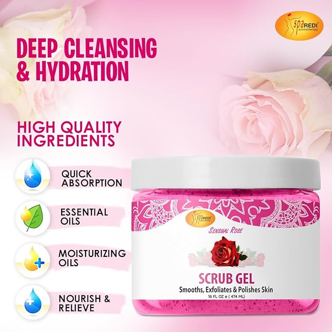 SPA REDI Exfoliating Scrub Gel – Dual-Action Pedicure Treatment for Callus Removal & Hydration, The One-Step Pedi Transformation for a 'Wow' Transformation Without Irritation 16 Oz