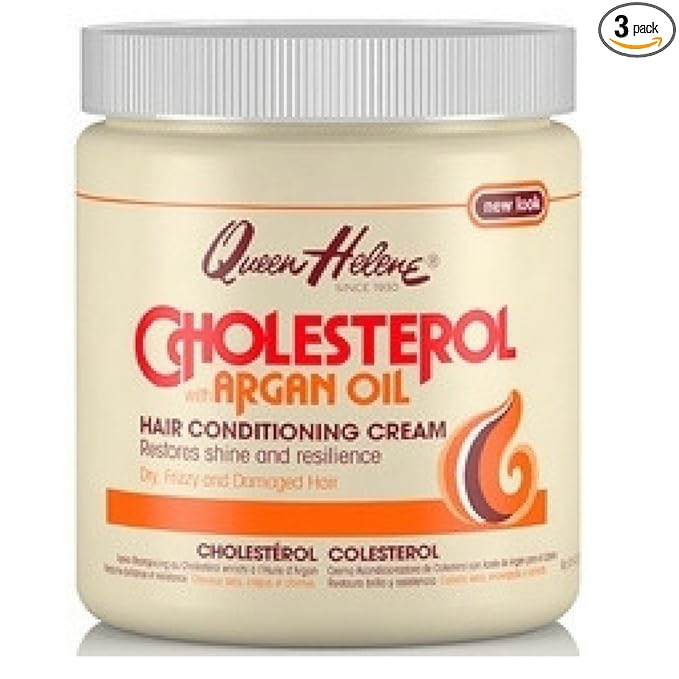 Queen Helene Cholesterol Hair Conditioning Cream with Argan Oil, Deep Moisturizing Conditioner for Dry, Frizzy and Damaged Hair, 15 oz | Deep Moisture