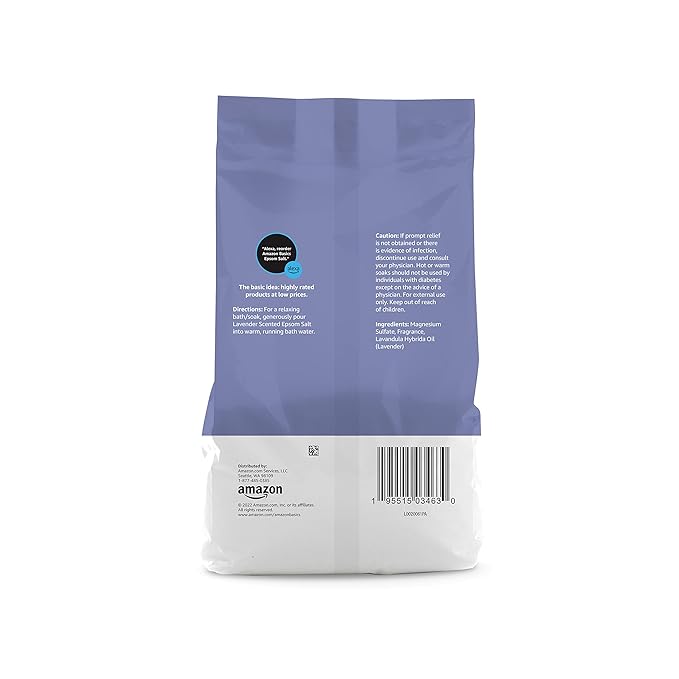 Amazon Basics Epsom Salt, Lavender Scented, 3 Pound, 2-Pack | Soaking Aid | Previously Solimo