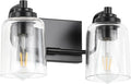 SOLFART Matt Black 2 Lights Wall Sconces Bathroom Light Fixtures Wall Light Fixtures Lighting Fixtures Over Mirror 13.8 Inch Wall Mount