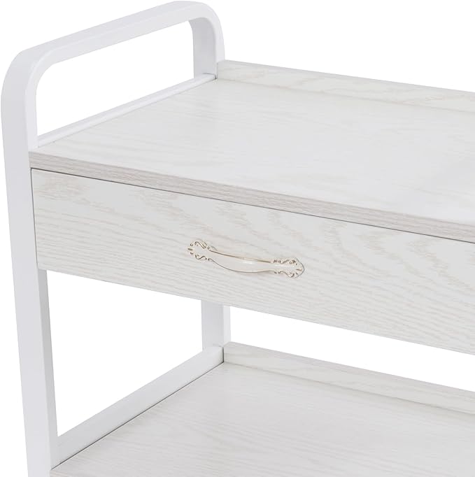 Salon Cart,Salon Storage Cart with Drawers, 4 Wheels and Handles, Movable Beauty Organizer, Salon Trolley for Beauty Salons, Barber Shops, Nail Salons, Spas (White)
