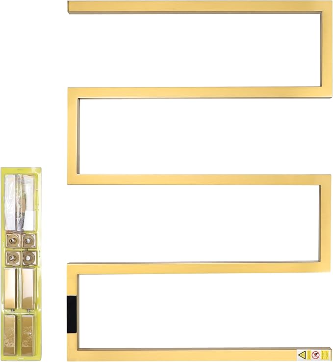 Towel Warmer Rack for Bathroom with Timer/Fahrenheit Temperature Control Wall Mounted Electric Heated 5 Bar Rail Plug-in or Hardwired Keep Bath Shower Towel Warming (Brushed Gold)