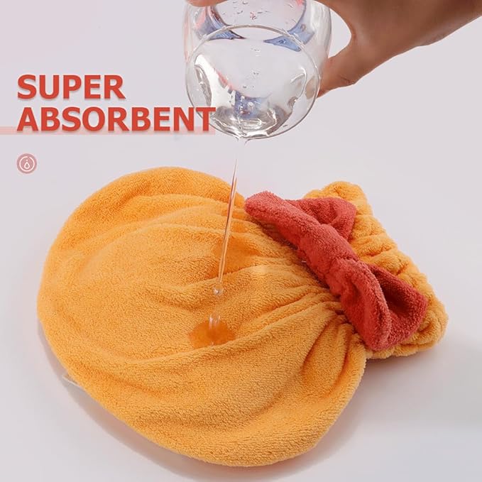 2Pcs Microfiber Hair Towel Wrap for Women Hair Drying Cap Hair Plopping Cap Hair Drying Towel Wrap Head Towels Wrap for Women Curly Hair (Red and Yellow)