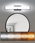 24.8Inch 2500LM Bathroom Light Fixtures 5CCT Optional, Black Modern LED Vanity Lights Clear Shade, Dimmable Bathroom Lighting Fixtures Over Mirror - ETL Listed