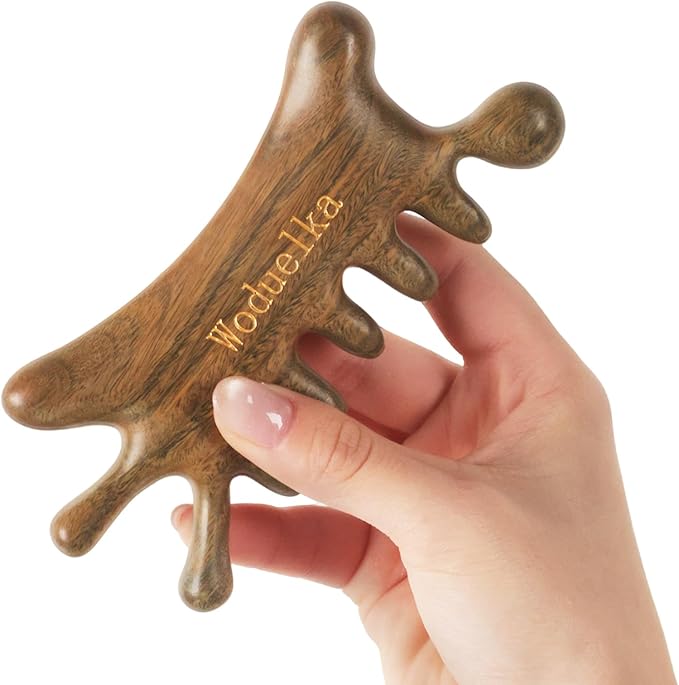 Wooden Gua Sha Facial Tool – Mother’s Day Gift for Mom, Natural Sandalwood Guasha Tool for Head Neck Body Care, Ergonomic Wooden Scalp Massager, Natural Massage Comb for Puffiness & Stress Relief