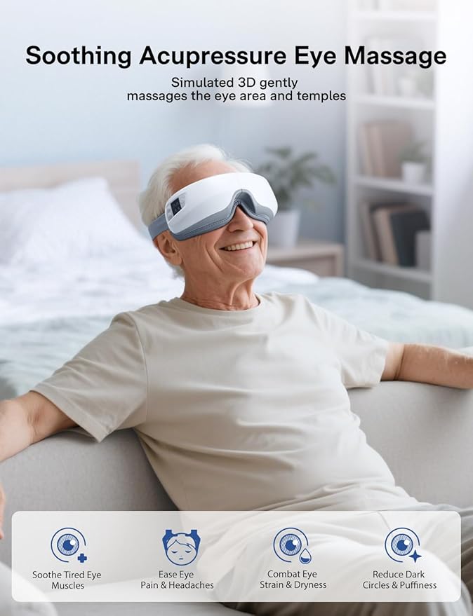 Eye Massager with Heat and Cooling, Mothers Day Gifts for Mom, Heated Eye Mask Reduces Migraines, Dry Eyes, Headache Relief Eye Care Devices, Birthday Gifts for Mom Women Men