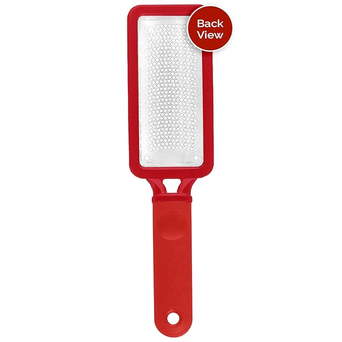 Microplane Colossal Foot File Scraper - The Original Stainless Steel Foot Rasp, Dead Skin/Callus Remover for Feet, Gentle Foot Scrubber, Pedicure Tools for Salon-Quality Foot Care, Red