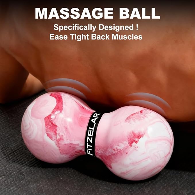 FITZELAR Double Lacrosse Massage Ball for Myofascial Release, Quality Certification, Massage Deep Tissue for Waist Back Feet, Trigger Point Therapy, Muscle Knots, Peanut Massage Ball for Muscle Pain