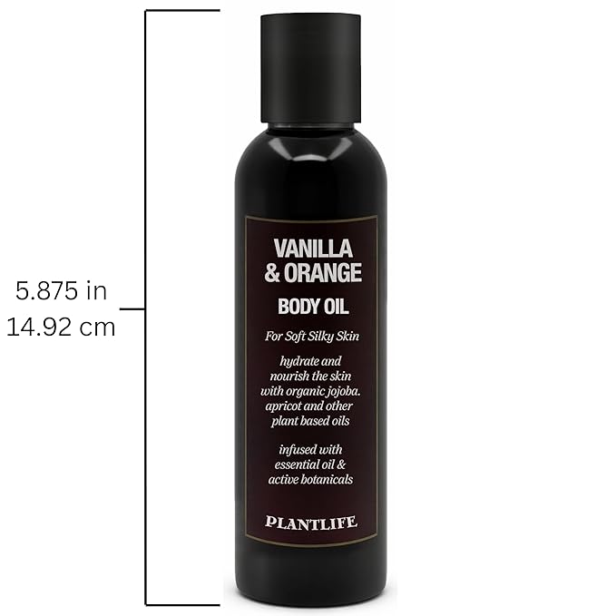 Plantlife Vanilla Orange Body Oil - Formulated for Soft and Silky Skin Using Rich Plant Oils That Absorb and Leave a Light Aroma on the Skin - Made in California 4 oz