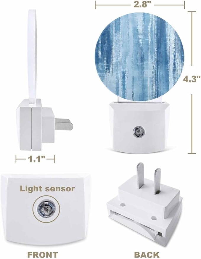 Night Lights Auto Sensor Abstract Graffiti Night Light Blue Art Painting Round Lamp Plug-in LED Nightlights Dusk to Dawn for Living Room Bedroom Bathroom Hallway Wall Decor