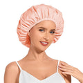 Shower Cap for Women Waterproof Reusable, Large Shower Cap Non-Slip with Elastic Band, Washable Bath Hair Hat for Long Hair, Braids (Flesh Pink)