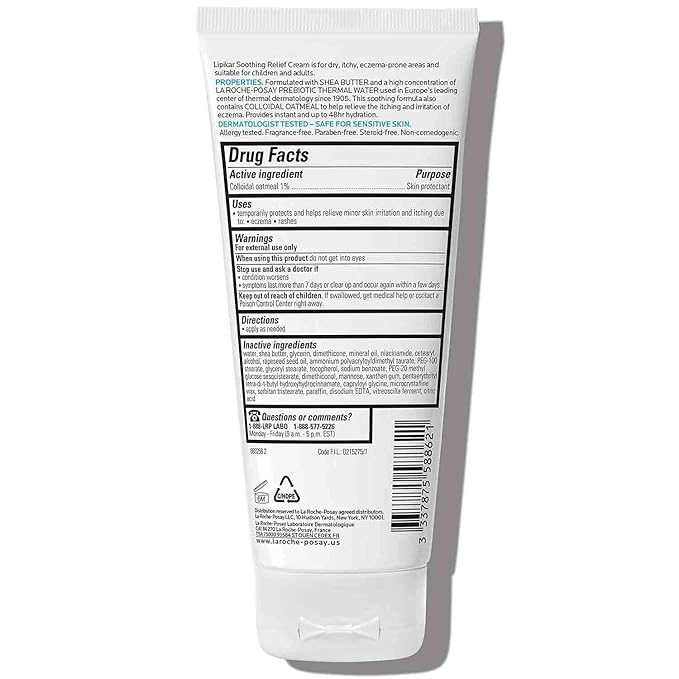 La Roche-Posay Lipikar Soothing Relief Eczema Cream,Face and Body Lotion For Eczema and Sensitive,Dry Skin,Moisturizer with Colloidal Oatmeal to Relieve Irritation,(Pack of 2)