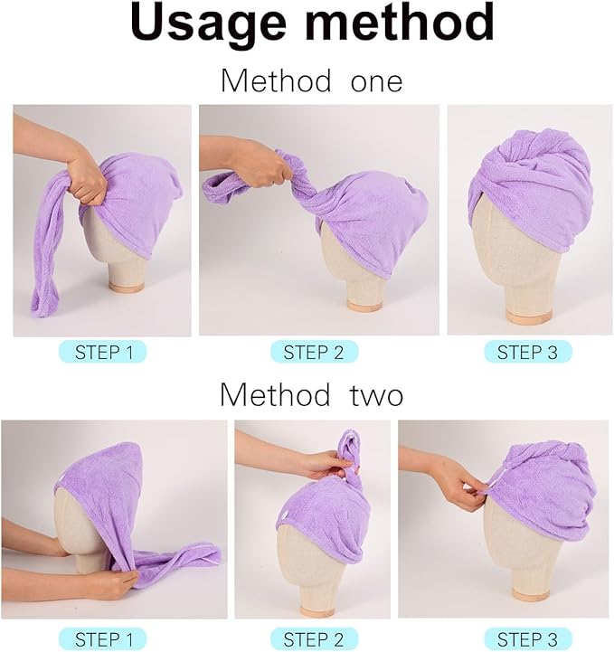 Microfiber Hair Drying Towel Wrap for Women, Hair Turbans Towel for Wet Hair,turbie Twist Hair Towels(The Color of the Picture is for Reference only) (Blue,Blue)