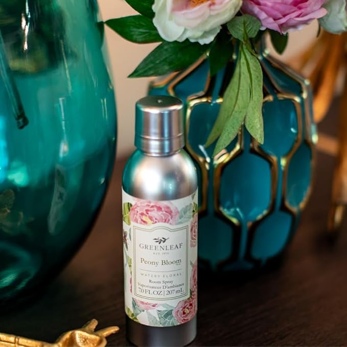 Greenleaf Gifts Peony Bloom Scented Room Air Freshener Spray | Non-Aerosol 7 oz Spray | Floral Scented Air Freshener for Home | Home Fragrance for Bedroom & Bathroom