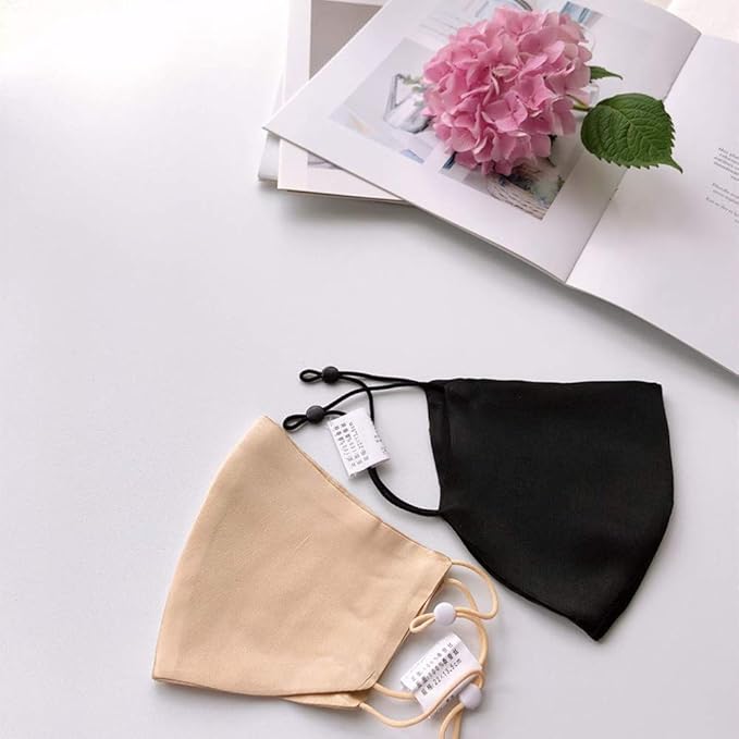 ROSEWARD 100% Mulberry Silk Face Mask for Women Men Reusable Adjustable with Filter Pocket