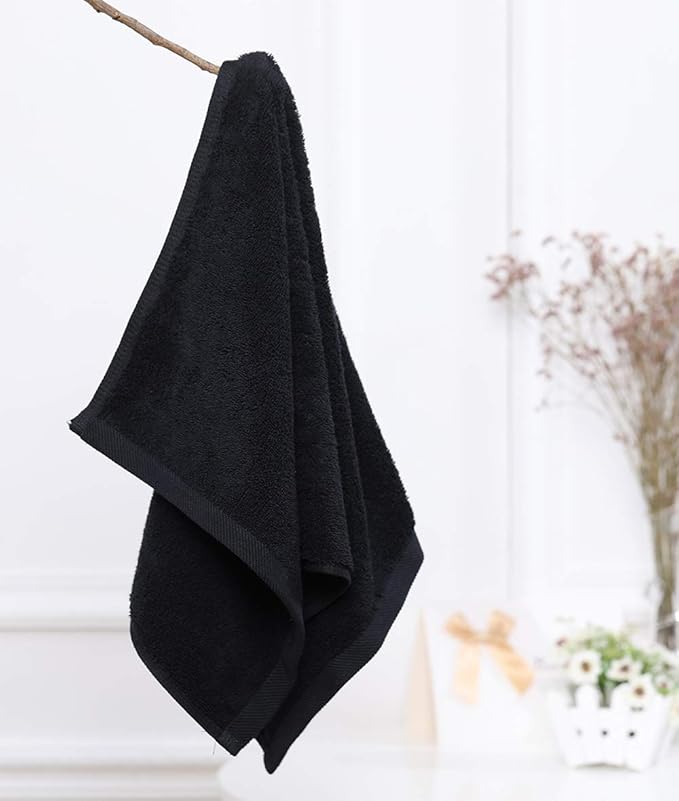PERFEHAIR Black Salon Towels (2-Pack, 16 X 27 Inches)-Barber Hand Cotton Towel for Gym, Bath, Spa, Shaving, Shampoo