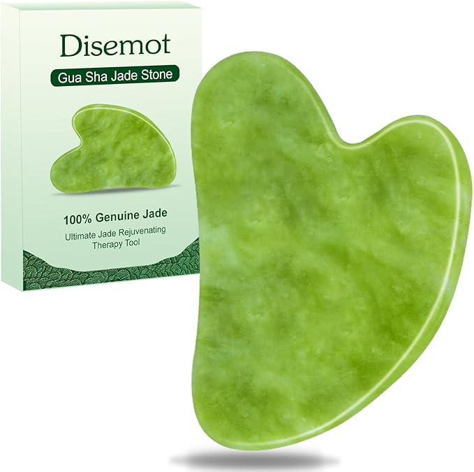 Disemot Gua Sha Facial Tools, Natural Anti-Aging Jade Beauty Skin-Care Tool, GuaSha to Rejuvenate Facial Skin Cooling, Slimming & Firming, Great as Stocking Stuffers