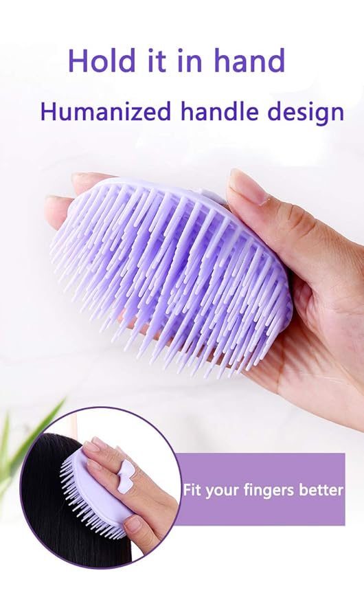 Aroveea Hair Scalp Brush Dandruff Cleaning Brush Shower Scalp Shampoo Brush Scalp Massager Pack of 4 (Orange and Violet)