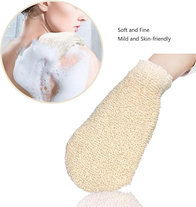2 Pcs Exfoliating Gloves, Bath Shower Gloves Mitts Bamboo Fiber Bath Body Cleaning Cloth Sponges for Exfoliating and Body Scrubber