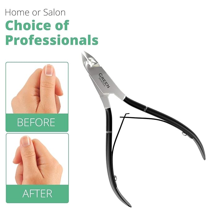 Professional Cuticle Trimmer Nail Cuticle Cutter Stainless Steel Cuticle Nippers with Sharp Blades Double Spring Manicure Tools for Nail Care Pedicure Home Spa (Black - Pusher Included)