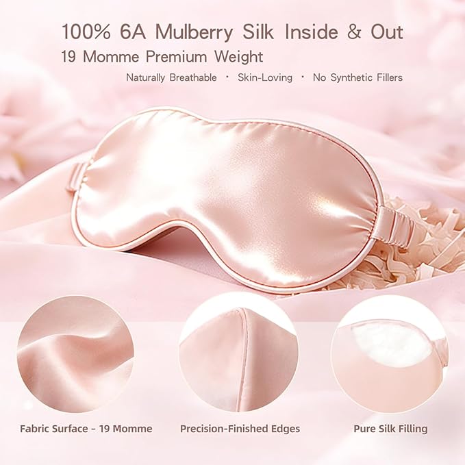 Gift Set for Mom – 100% 6A Mulberry Silk 19 Momme Eye Mask with Mug, Spoon & Mirror, Self Care Relaxation Gifts for Mom, Wife, Girlfriend