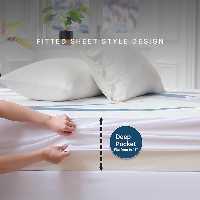 Gotcozy Heated Mattress Pad Full Size - Electric Mattress Pad Fit up to 15‘’with 10 Heat Setting & 10 Hour Auto Off ETL Certified Machine Washable(Blue)