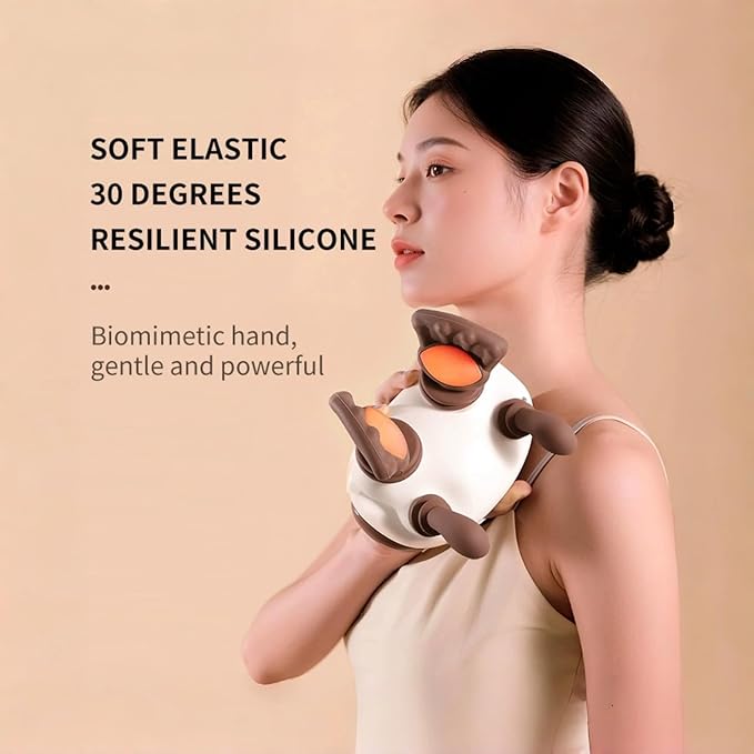 Bionic Neck and Shoulder Massager with Heat, 4D Deep Tissue Shiatsu Massage Tool, Simulated Human Hand Kneading for Cervical Pain Relief, Portable Cordless Rechargeable Relax Gift (Green)