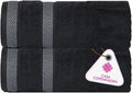CASA COPENHAGEN Solitaire 2Pcs 100% Egyptian Cotton Large Designer Bathsheet Towels Gift Set- Pinstripe Grey, 600GSM, 35"x70" 2Bath Sheet Towels for Bathroom Set for Women & Men