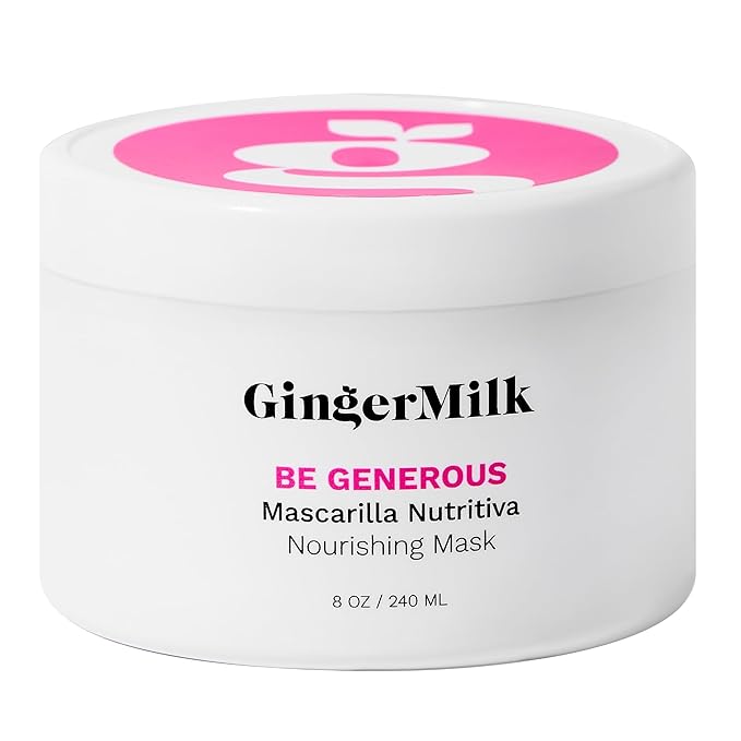 Deep Repair Hair Mask for Dry, Damaged & Curly Hair – Hydrating Hair Mask with Castor Oil, Biotin & Ginger Milk – Sulfate Free Hair Mask for Color Treated Hair – Be Generous by Ginger Milk – 8 oz