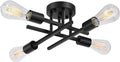 SunRider Industrial 4-Light Semi Flush Mount Ceiling Light Fixture, Modern Farmhouse Lights Matte Black, Rustic Sputnik Chandelier for Bedroom Foyer