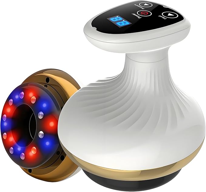 Vacuvia for Cellulite,2-in-1 LED Light Therapy and Vibration Massager,ull Body Electric Massage Tool with 9 Adjustable Intensity Levels,Portable Rechargeable Design for Arms, Legs, Back and Abdomen