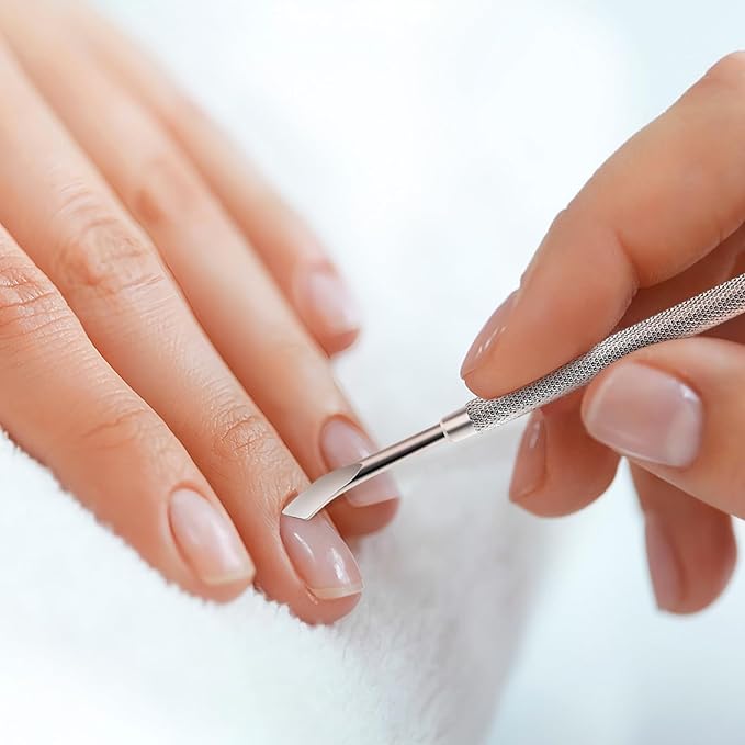 Cuticle Pusher Nail Polish Remover 2-in-1 Cuticle Trimmer Nail Care Tool Cuticle Pusher with 2 Ends Stainless Steel Manicure Tool (Pointed end + Flat Head)