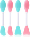 4 Pcs 2 in 1 Double-Sided Facial Scrubber Brush Tool, Facial Cleansing Brush, Face Masks Skincare Brushes for Pore Cleansing, Remove Blackheads, Makeup Skincare Removal
