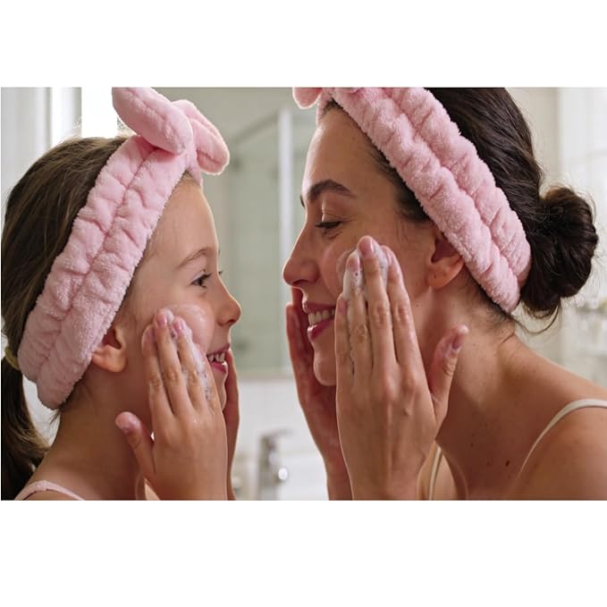 Casoty 10 Pcs Pink Makeup Headbands, Hair Band for Washing Face, Soft Coral Fleece Makeup Headband for Girls, Bow Hair Bands, Beauty Headbands for Face Washing Shower Skin Care Yoga