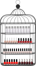 Nail Polish Organizer Wall Mounted, 4-Tier Nail Polish Storage Rack, Metal Nail Polish Storage Holder, Multifunctional Organizer for Essential Oil Perfume Lipsticks at Home Salon Spa(Black)