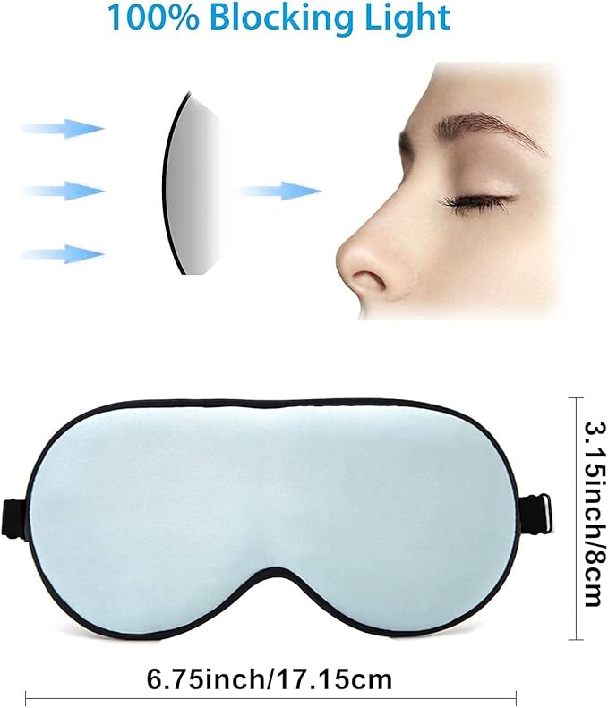 CHILDHOOD Super Soft Silk Sleep Mask for Kids with Adjustable Strap-Silk Eye Mask for Sleeping Blocking Lights (Blue & Pink)