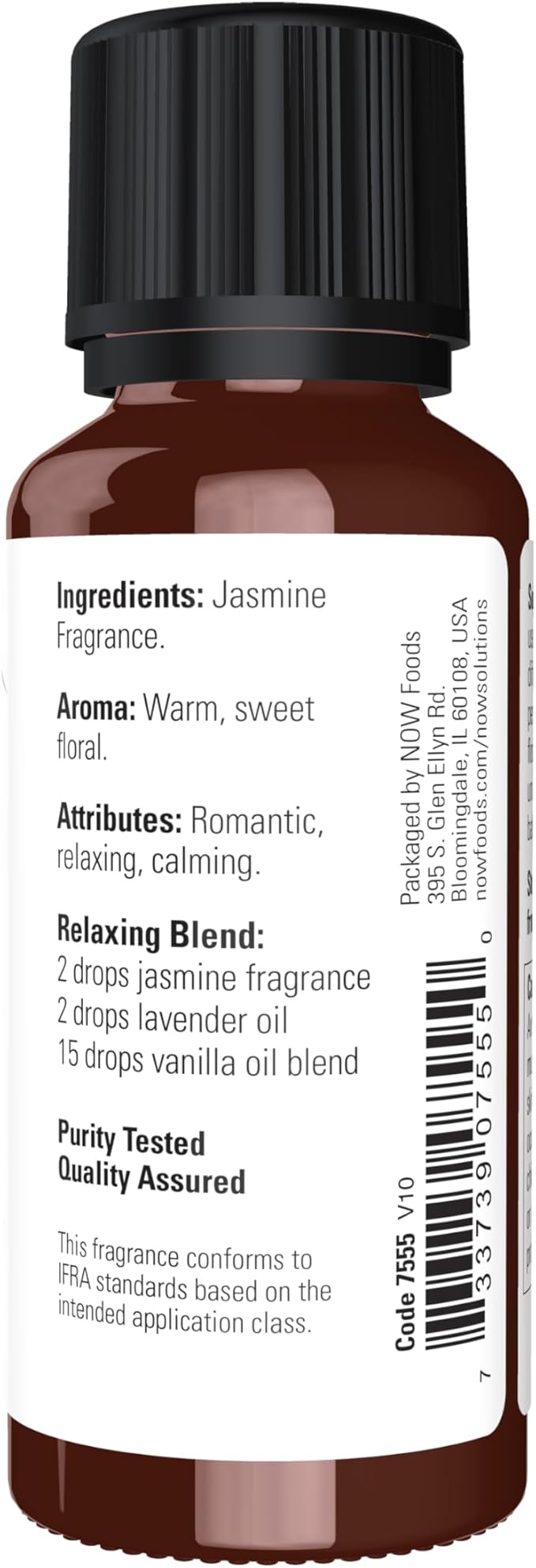 NOW Essential Oils, Jasmine Fragrance, Romantic Aromatherapy Scent, Steam Distilled, 100% Pure, Vegan, Child Resistant Cap, 1-Ounce