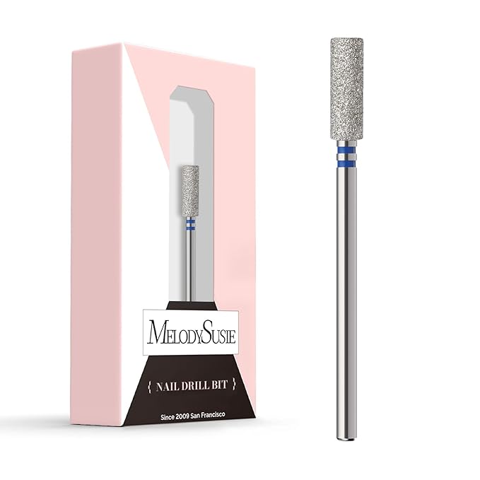 MelodySusie 4mm Barrel Shape Cuticle Clean Nail Drill Bit 3/32'', Professional Safety Carbide Diamond Under Nail Cleaner for Cuticle Dead Skin Nail Prepare, Beginners Bits, Series Bit-S, Medium