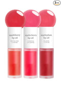 NOONI Vegan Appleseed Lip Oil Set - Appleberry & Applecherry & Appleplum | Long-Lasting, Moisturizing, Plumping, Revitalizing for Dry Lips, Waterproof, No Peel Off, 0.12 FL Oz x 3ea