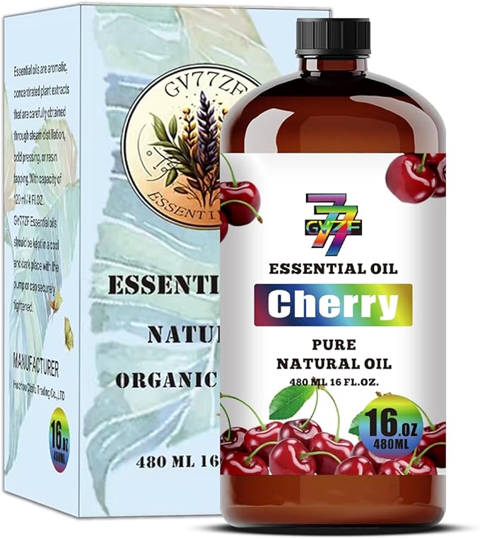 Cherry Essential Oil - GV77ZF Cherry Oils for Diffusers, Humidifiers, DIY Candles, Soap, Cleaning, Home, Office, Yoga, Massage, Gifts - 16 fl oz (480 ml)