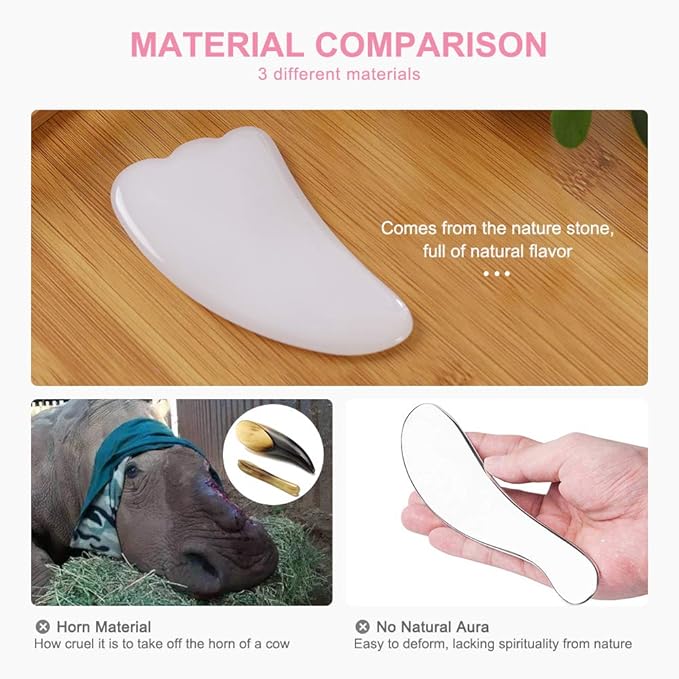 airogym 4 Pack Gua Sha Scraping Massage Tool, Natural Stone Gua Sha Board for Face and Body, Facial Tool Set for SPA Acupuncture Therapeutic Massage, Relieve Stress & Pain Treatment