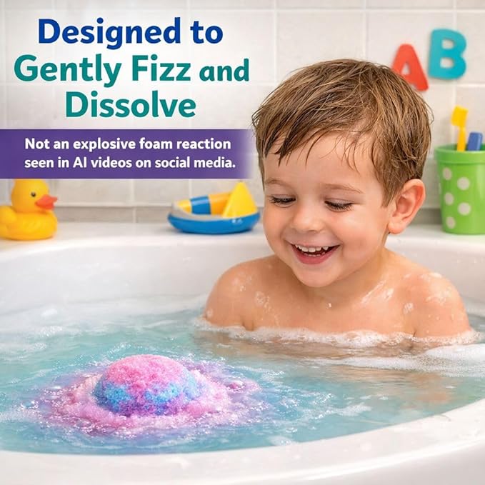 Bath Bombs for Kids with Surprise Inside - Organic Bath Fizzies with Toys Inside. All Natural, Gentle, and Kids Safe, Rainbow Spa Bath Fizz Balls, Birthday Gifts for Boys, Toddlers, Baby