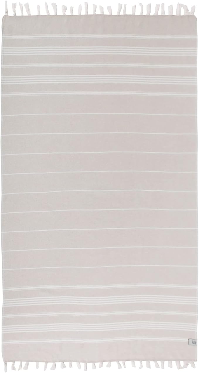 Beach Towel | Cotton Beach Towels, Easy to Carry, Sand Free, Highly Absorbent, Quick Dry, Turkish Towels for Travel Camping Bath Sauna Beach Gym Fitness Pool Yoga SPA by Lahammam, Asena, Beige