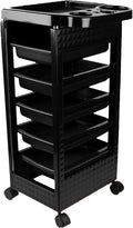 Salon Trolley Cart with Wheels & 5 Drawers, Salon Rolling Stations for Hair Stylist,Hairstylist for Beauty Tattoo Hairdressing Beauty Equipment, Black (T22-5DRAWER)